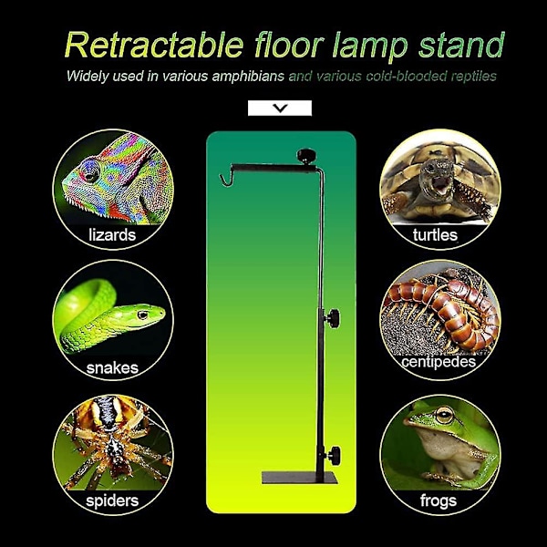 Reptil Lampeholder Med Justerbar Base, Metal Gulvlampeholder Til Habitat[C]