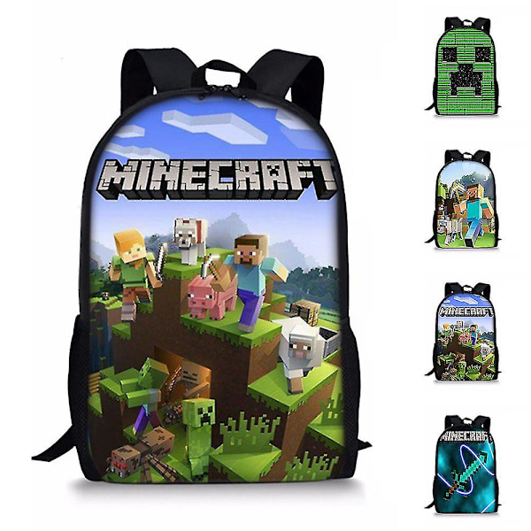 Barnens Minecraft Tema Cartoon Ryggsäck Justerbara Axelband Väska Studenter Skolväska Ryggsäck