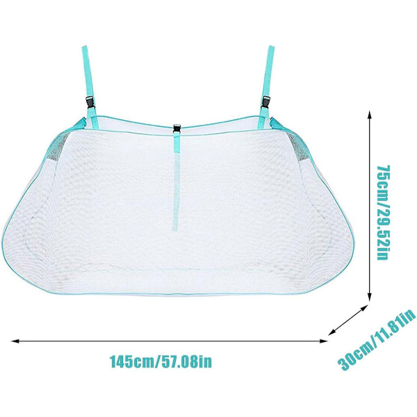 Oppbevaringsnett for bassengflytere, plassbesparende oppbevaringspose for basseng, sammenleggbar nettpose for basseng, hengende oppbevaringspose for basseng, for oppbevaring i hagen 145x75x30cm Blue
