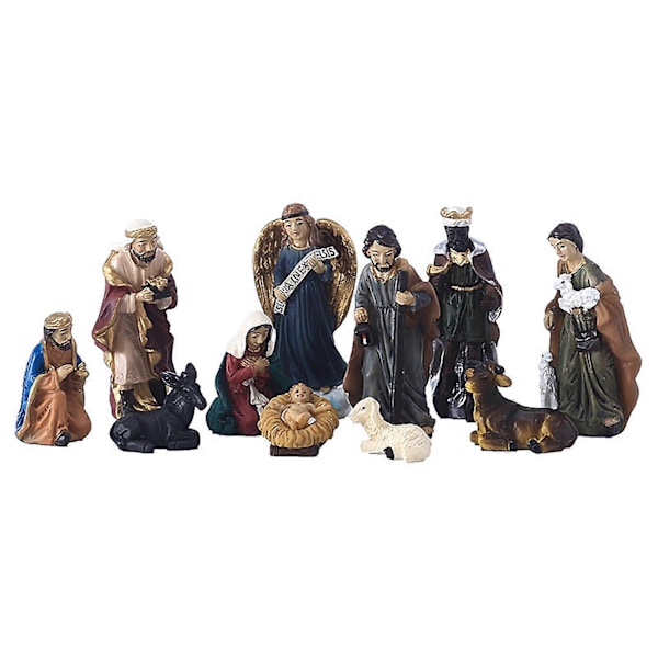 Elegant Julkrubba, Inkluderar Heliga Familjen i Resin Dekorativa Figurer