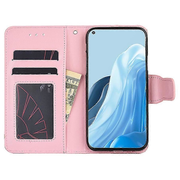 Magnetiskt stängande plånboksfodral i PU-läder för Oppo Find X5 Lite Smartphone Pink