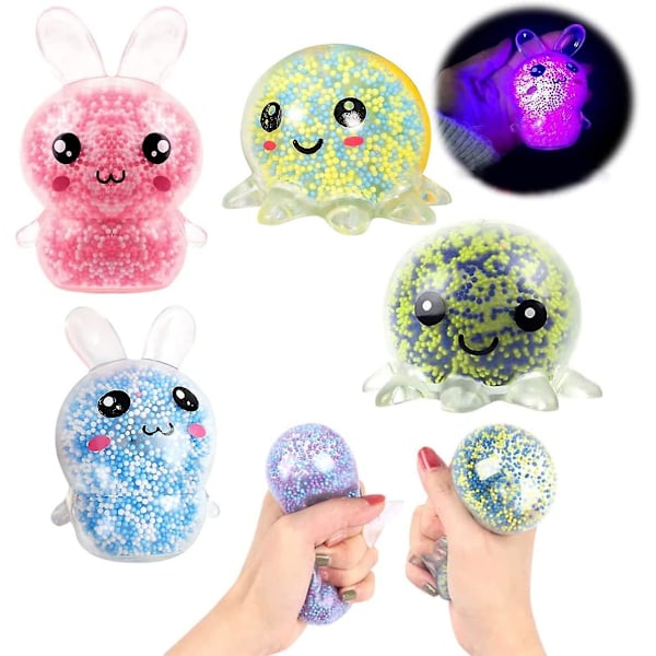 4 Pcs Anti-stress Squeeze Ball, Squeeze Ball, Luminous Ball For Stress Relief, Stress Relief Toy, Stress Relief Balls, Stress Ball Children, Luminous