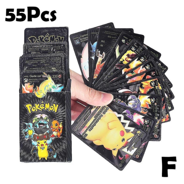 Pokémonkort Metall Guld Silver Pokémonkort Engelsk kortversion Trainer Pikachu Black 55