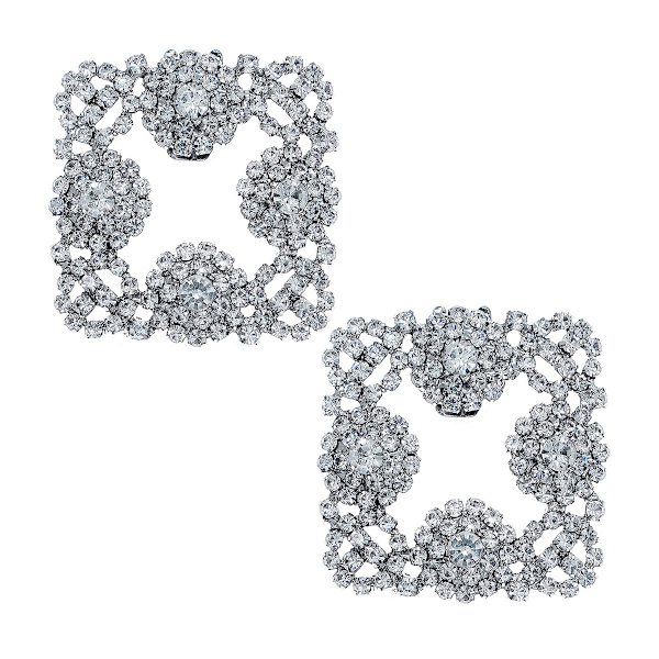 Elegant Strass Silver Crystal Spänne 5.5cm Bröllopsaccessoar[C]