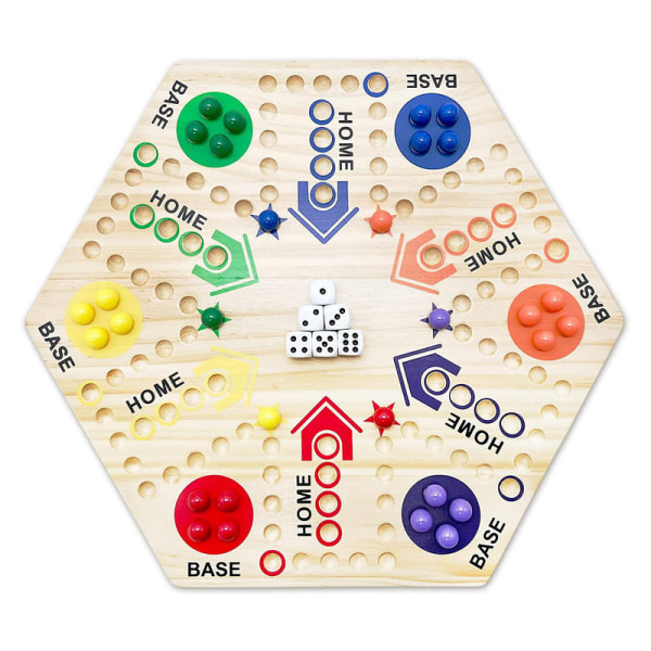 Träförsämring set med 6 tärningar 6 färgkulor Interaktivt klassiskt familjespel för vuxna inomhussamling