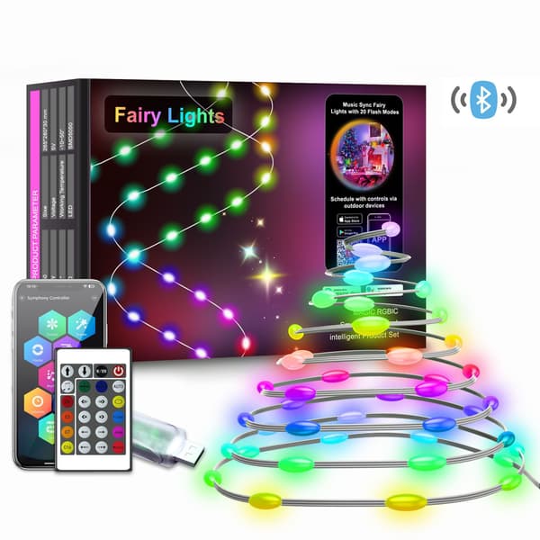 Intelligent punktstyrt lysslynge – Graffiti fargerike LED-lamper, - & festdekorasjon, USB 5V Bluetooth version 5-meter 50-light