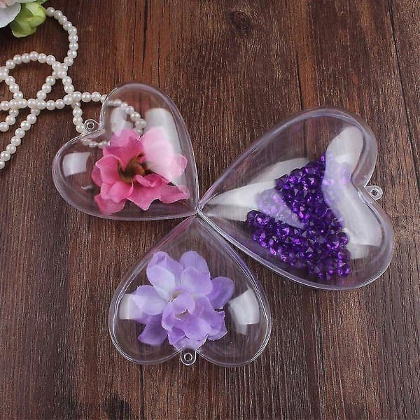 Klare Plast DIY Hjerteformede Pyntkuler 10-pakning 3,94