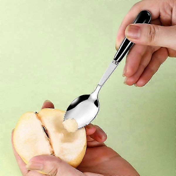 Grapefrugtskeer med runde takkede kanter til frugt og dessert, keramisk håndtag i rustfrit stål med opbevaringsboks (C)