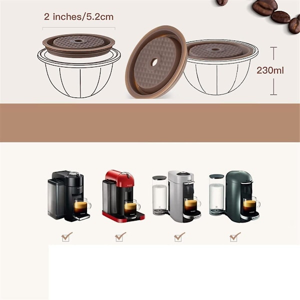 4 stk Kaffe Kapsel Lopp, Matkvalitet Silikon Lopp for Nespresso Vertuo Pods, Vertuo Pod Lopp for Påfyllbar Nespresso