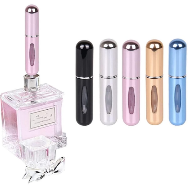 5 st bärbar parfymatomizer, mini reseparfymatomizer påfyllningsbar, sprayatomizer parfymflaska