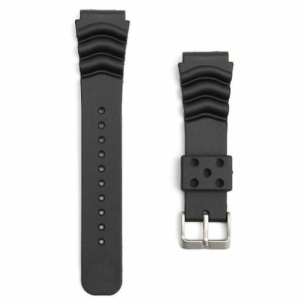 22MM Svart Gummi Klockarmband/Rem Ersättning För SEIKO DIVER'S Klocka I6(FCC)