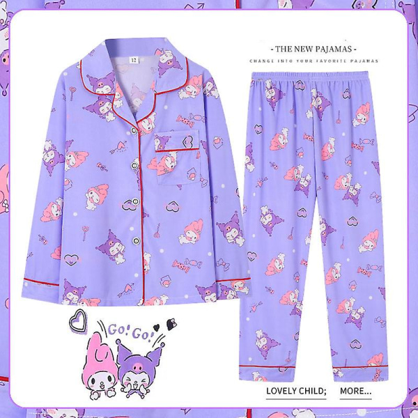 Barnpyjamas Sanrioed Söt Cinnamoroll Kuromi Cotton Pyjamas Långärmad Tecknad Barn Sovkläder Pojkar Flickor Hemkläder 14(125-135cm) LVSE PIKA