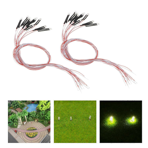20 Styk Forkablede 3mm LED Lyspærer Lysdioder DC3V Varm Hvid + Rød