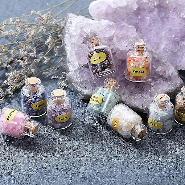 Flaskor Mini Ädelstensflaskor Chip Kristall Healing Tumlade Ädelstenar Reiki Wicca Stenar Set Halvädelstenar Dekoration (C)