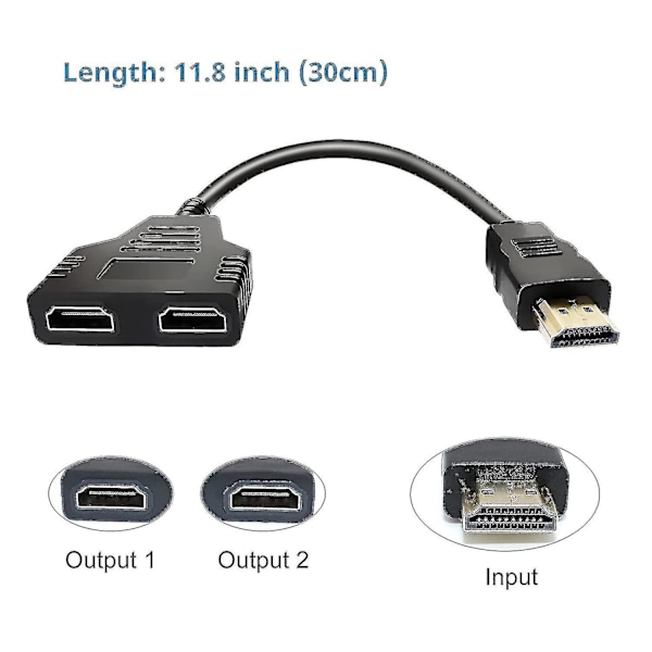 HDMI-splitteradapterkabel HDMI-splitter 1 in 2 ut HDMI-hane