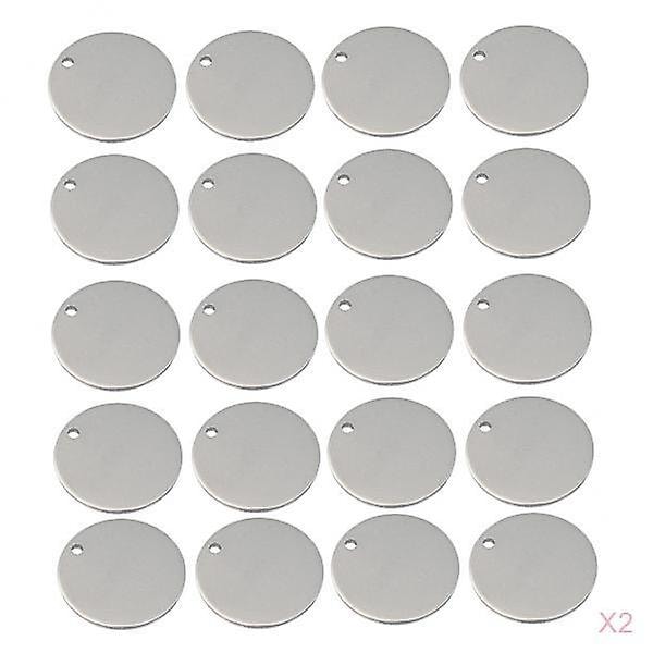 40x Pyöreä ruostumattomasta teräksestä valmistettu tunnistuslaatta lemmikeille, metallinen aihio 18mm (C)