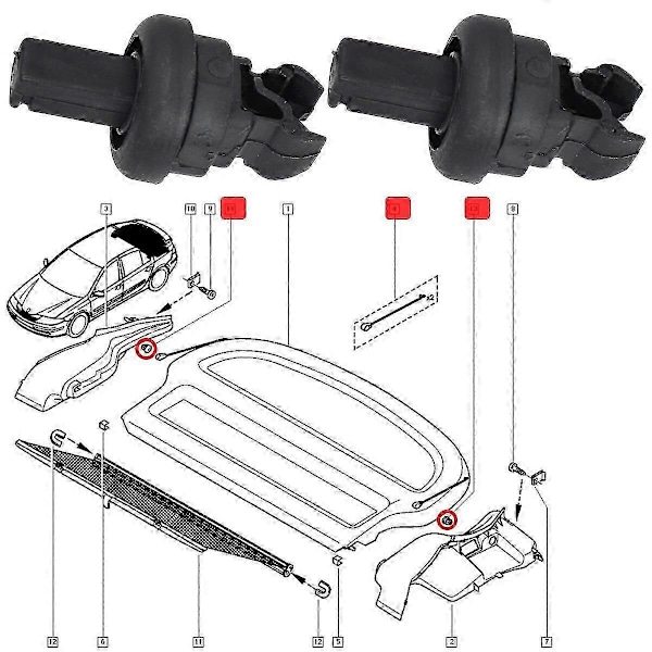 2X Clips För Renault Clio Megane Scenic Laguna Modus MK1 MK2 MK3 1 2 3 Bakre Bagagehylla Snöre Hängare Fäste 7705099001 FN9U1387 (C)