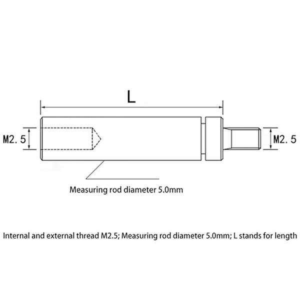 4 stk. Dial Digital Indikator HSS Dia 5mm Indikator Dial Stang Forlengelsesstang 25/50/75/100mm Lengde M2.5