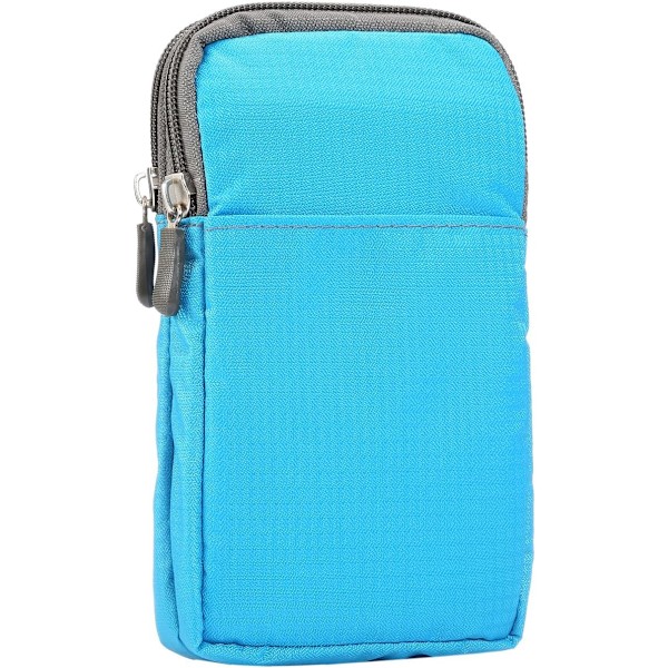 Mobiltelefon midjeväska, crossbody mobiltelefonväska, utomhus nylon axelväska, med karbinhake bältesögla himmelsblå sky blue 9*16.5*3.0CM