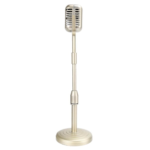 Vintage Desktop Mikrofonrekvisita Modell Med Justerbar Höjd, Klassisk Retro Stil Mikrofonstativ Falsk Mikrofonrekvisita, guld