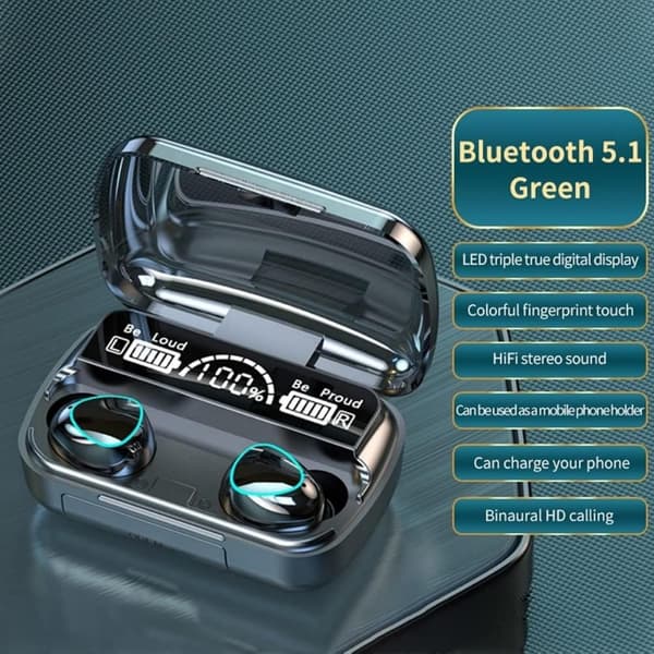 Trådløse ørepropper med mikrofon Bluetooth 5.1 Vanntett IPX7 HiFi Stereo[C]