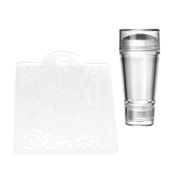 Dobbeltsidig Neglekunst Stamper Transparent Manikyr Skraper 4.3 x 6 x 2.7 cm (C)