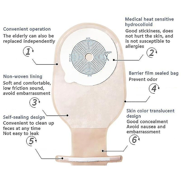 10 stk. Kolostomiposer, Engangs Kolostomiposer, Drænbare, Til Engangsbrug