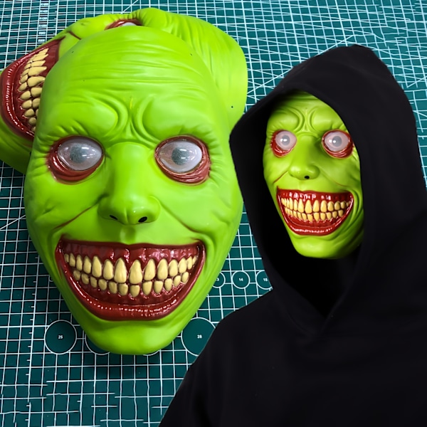 Läskig Grön Zombie Exorcist Mask - Perfekt för Halloween, Karnevaler & Jul Cosplay | Hållbar Plast med Snörning