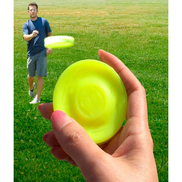 Uppgraderad version av sportflygande diskar i silikon, Mini Zip Chip Pocket Spin Catching Game, kreativ handdriven för vuxna och barn (gul)