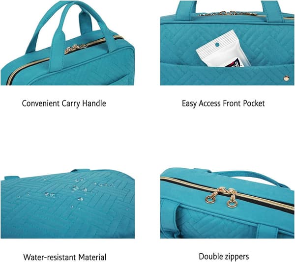 Toalettmappe for reise, havblå, stor, 24L, transparent
