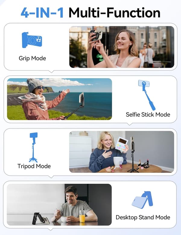 Magnetiskt stativ för iPhone 4-i-1 Bärbar magnetisk selfiestick för videoinspelning Resevänligt iPhone-fäste[C]