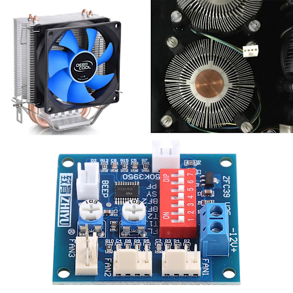 12V PC Fläkt Temperaturkontroll PWM Hastighetsregulator Modul Alarm Summer Sensor med Alarm I6(FCC)