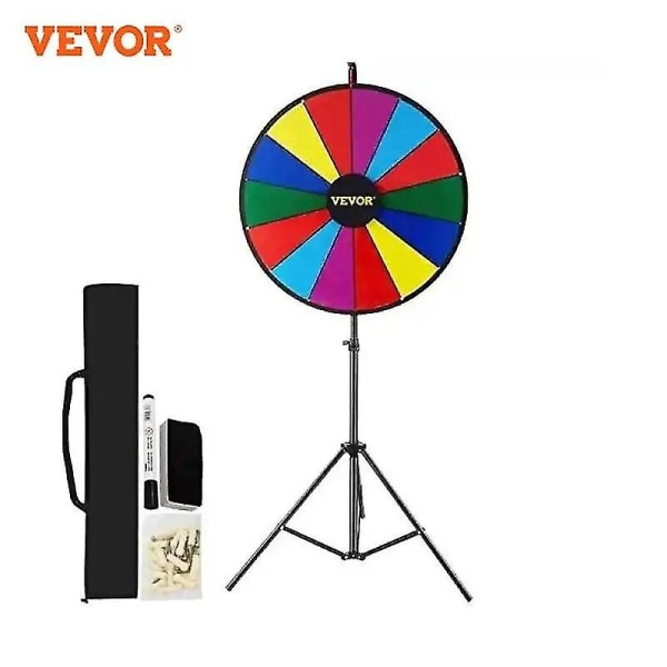 18 tums bordsskiva färgprishjul med fällbart stativ golvstativ 14 platser Torrradering för vinst Fortune Spinning Stand Game Round 24 Inch Prize Wheel