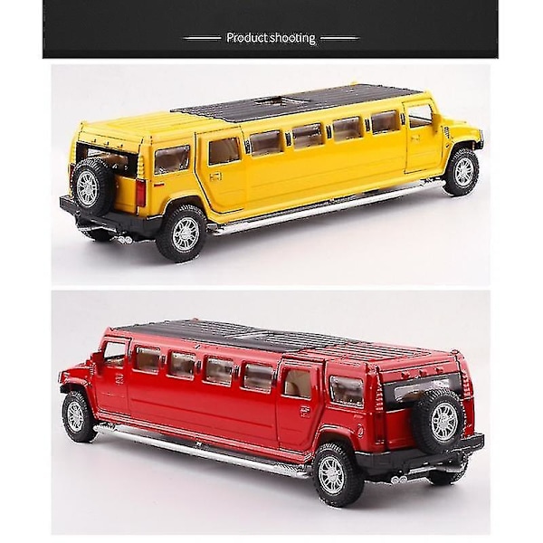 Hög Simulation 1:32 Legering Hummer Limousin Metall Diecast Bilmodell Drag tillbaka Blinkande Musikaliska Barnleksaker Fordon