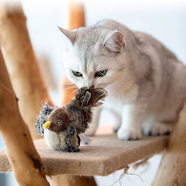 Sparvformad Kattleksak Fågelsimuleringsljudleksak Husdjursljudande Plyschdocka Husdjurstillbehör För Katt