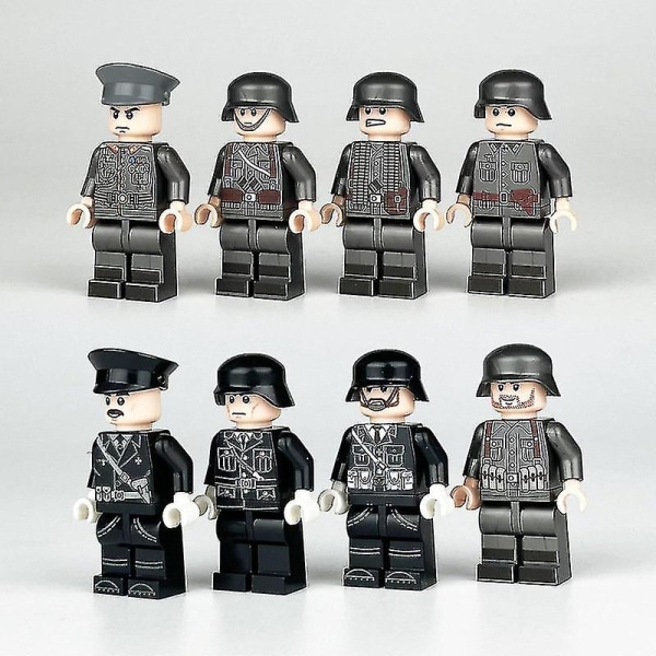 8st tyska soldater minifigurer Militär officersblock leksak