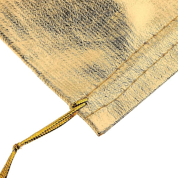 50 Stk. Organza Poser Bryllupsgave Snøre Smykketaske Gavepose Guld (C)