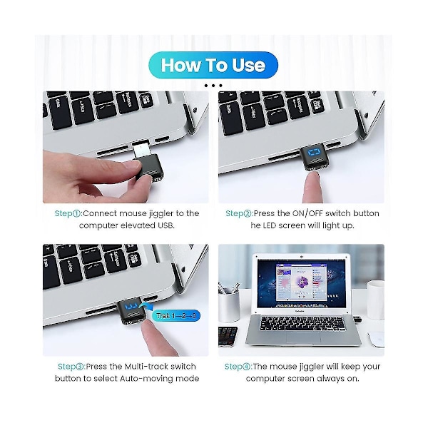 USB-musjiggler Osynlig Musrörelse med Separata Lägen och På/Av-knappar, Digital Display
