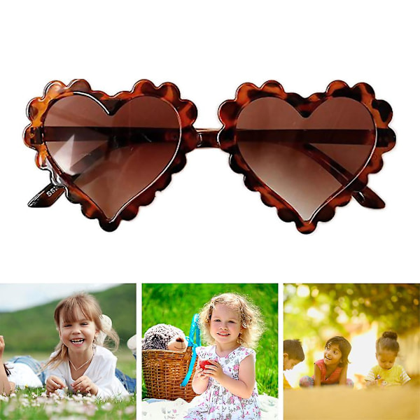 2x Barn Pojkar Flickor Plast Solglasögon Hjärtformade Glasögon UV400 Brun (C)