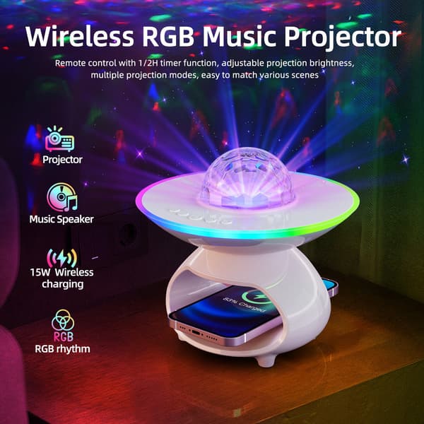 Creative Wireless Charging Night Light - Modern Bedroom & Desk Projector Lamp Vit