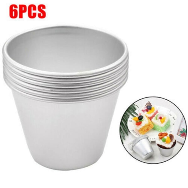 6 st Aluminium Dariol Form Bakform Dariole Pudding Dessertformar Runda Äggtartformar Bakeware (C) As Shown