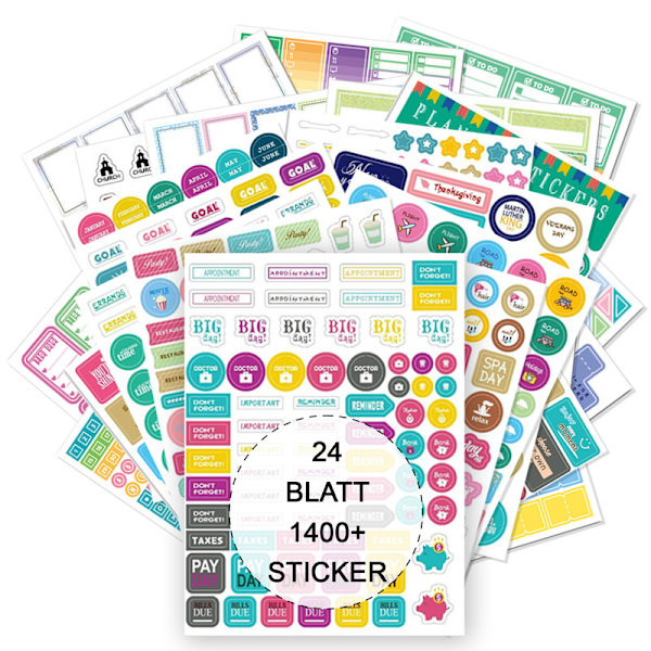 Bullet Journal Stickers Set 24 Ark 1400+ Planner Stickers