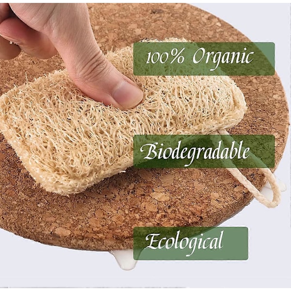 Förpackning Ekologisk Loofah Svamp 100% Ekologisk Biologiskt Nedbrytbar Och Komposterbar, Naturligt Miljöskydd, Kök, Badrum, Camping (C)