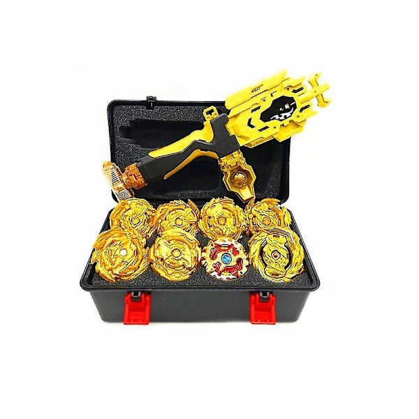 8-pack Gyroskop Set Golden Beyblade Burst med Slunga och Bärbar Förvaringslåda, Present till Barn