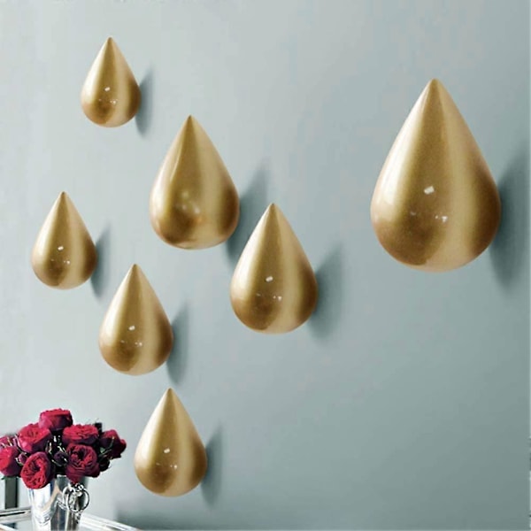 Set med 2 Kreativa Tårförmade Kapphängare Väggdekor Modern Dekoration, 7,5 X 4,8 / Guld