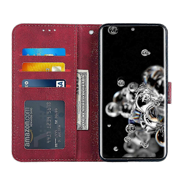 Uusi Yhteensopiva Samsung Galaxy S20 Ultra Kotelo Nahkainen Lompakkokotelo Magneettinen Premium Etui Coque - Punainen (C)