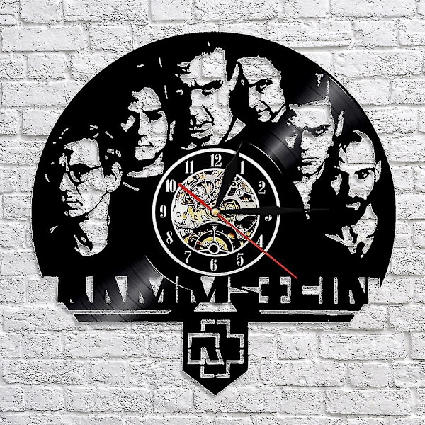 Ruikailucky - Kreativ Vinyl Klok Heavy Metal Band Vinyl Plate Veggklokke Stille Sveip Sekund Veggkunst Dekorasjon Klokka Guanguan