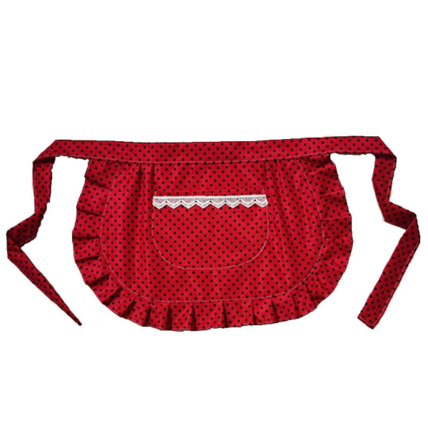 Retro Förkläden Midje Förkläde Midje Förkläde För Flickor  Smal Kostym  Vit Bomull  Halv Förkläde  Fest Hot[C] Red-White