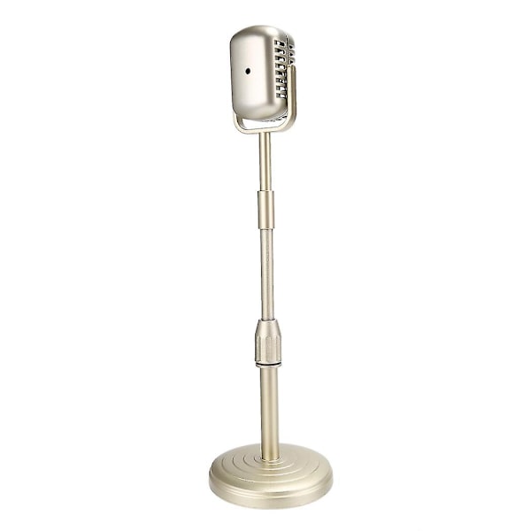 Vintage Desktop Mikrofonrekvisita Modell Med Justerbar Höjd, Klassisk Retro Stil Mikrofonstativ Falsk Mikrofonrekvisita, guld