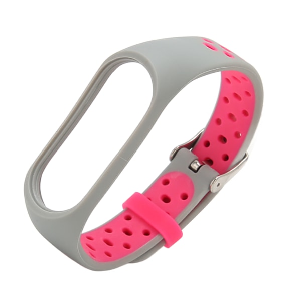 Ersättning Armband Fullt Skydd Justera Storlek Mjuk Silikon Smart Armband Rem för Mi Band 7 Grå Rosa[C]